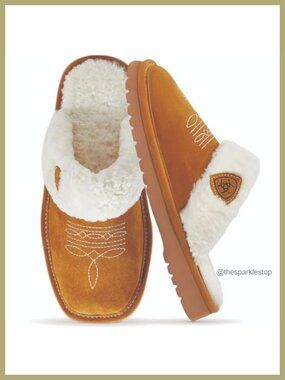 Suede Slippers Square Toe Plush Lined Indoor Outdoor Western Moccasin
